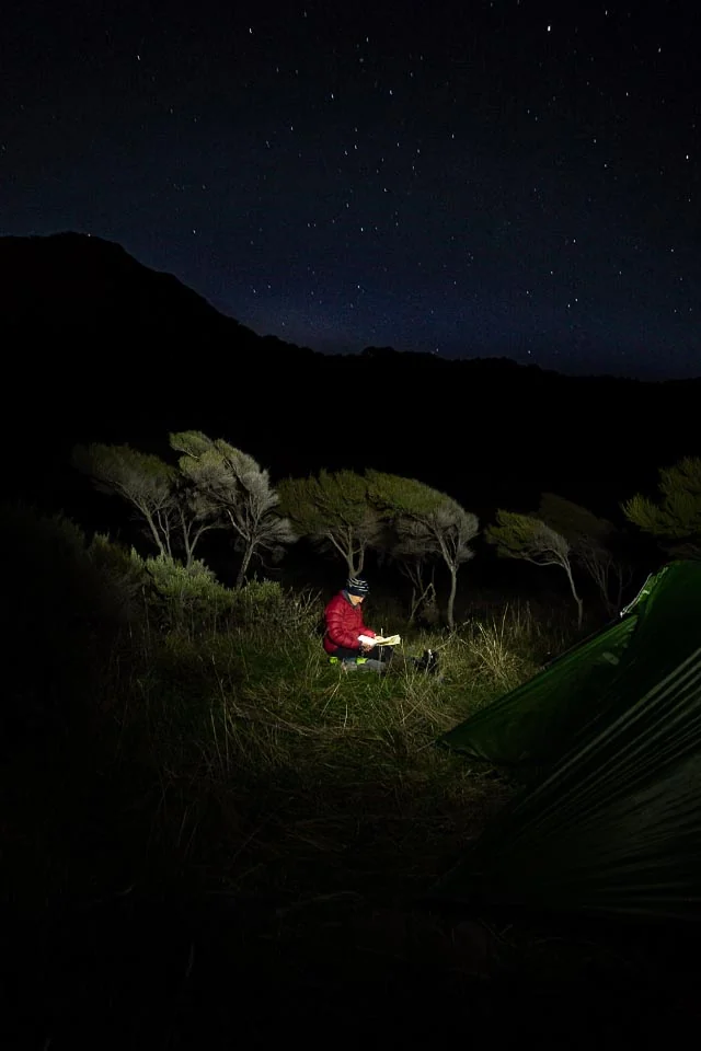 Campsite at night time
