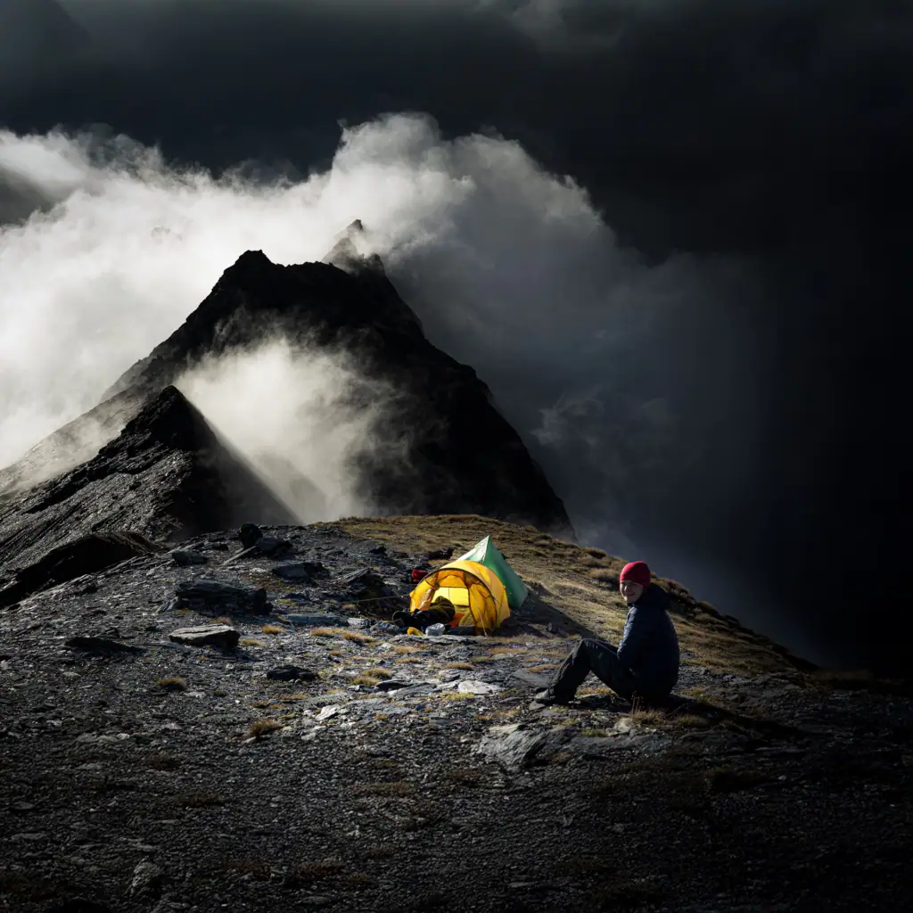 Camp on the spur below The Gladiator