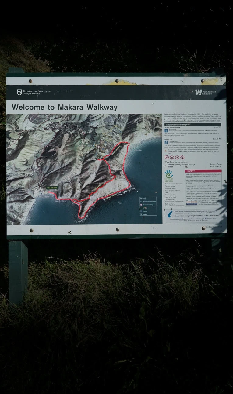  DOC information sign at the start of the Makara Walkway 