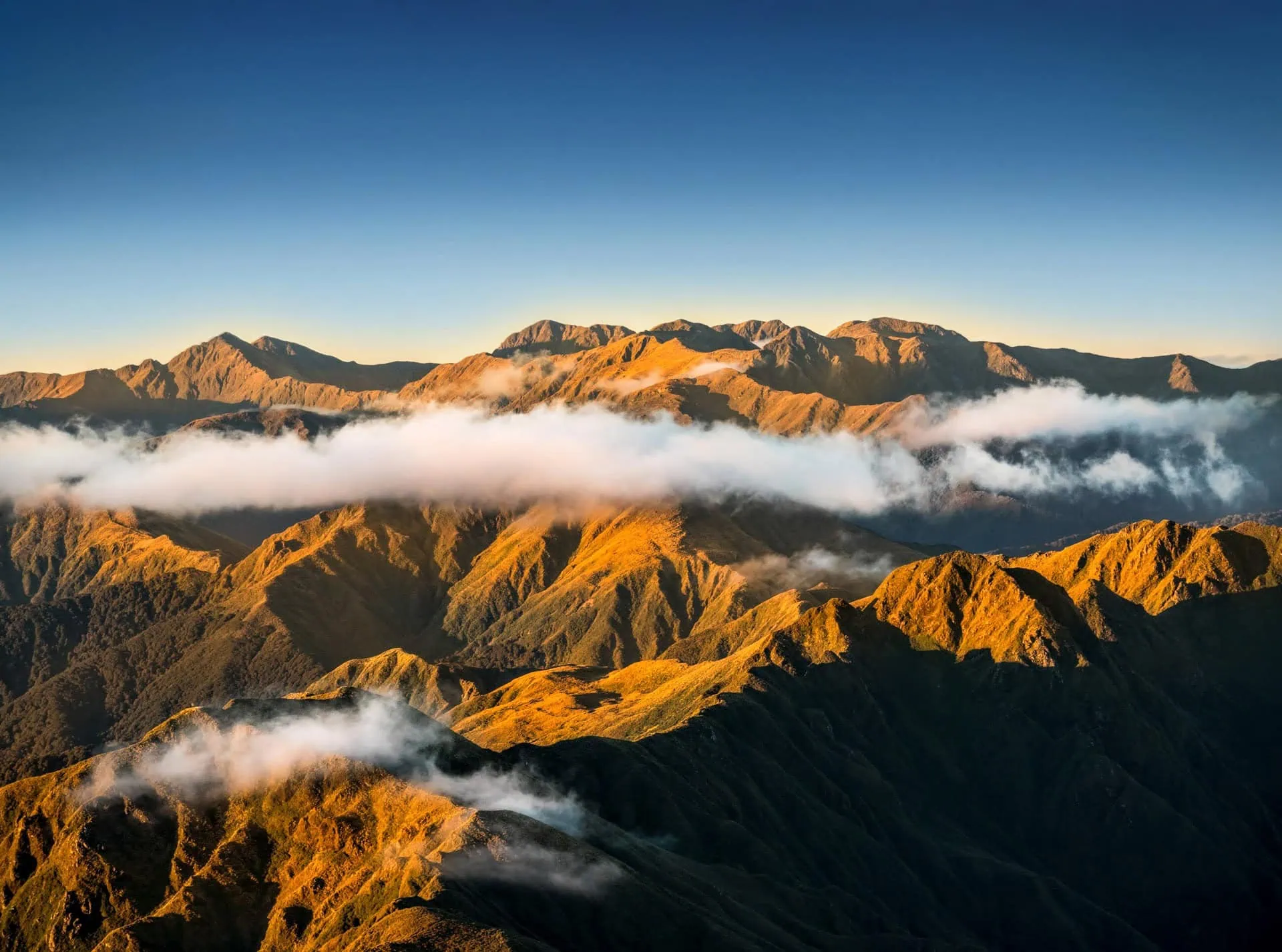 The Tararua Range viewed from the summit Mt Hector showing a landscape shaped by fault movements and erosion