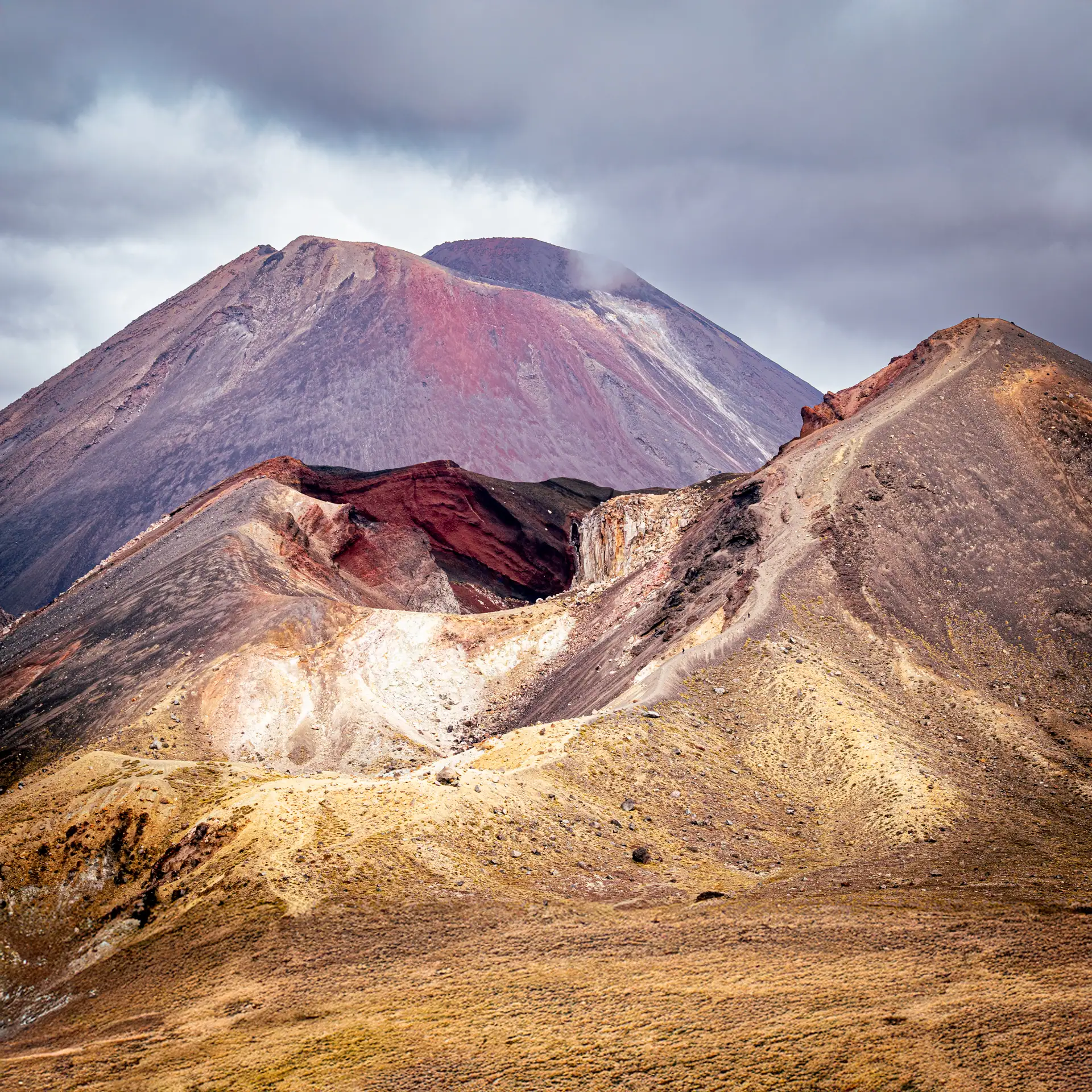 Photo of  Red Crater on the Tongariro Crossing with Mt Ngauruhoe behind