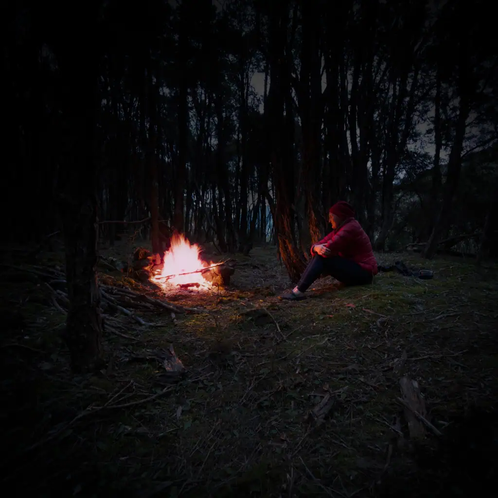 Campfire next to Leatham River