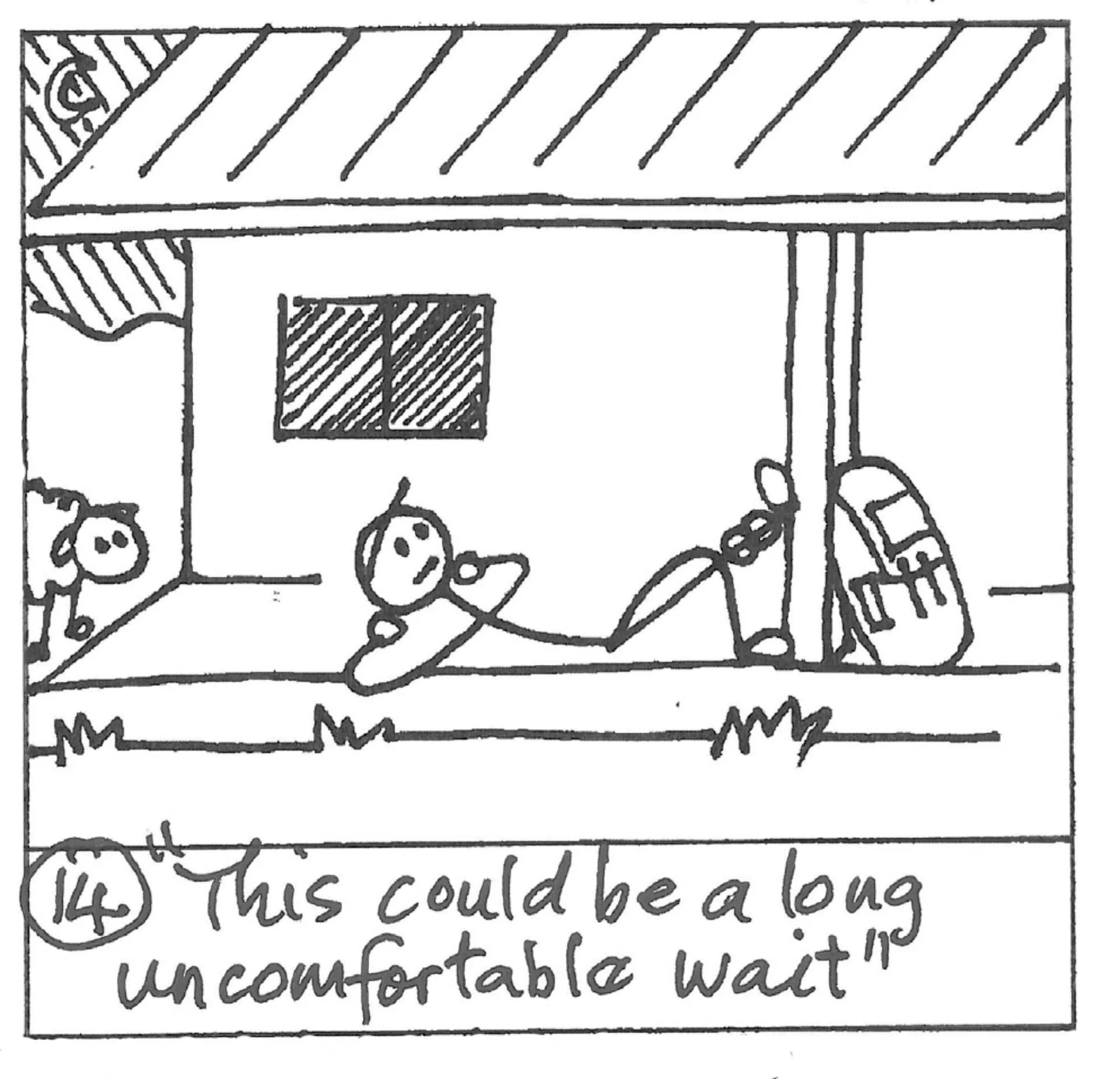 Brian has no other option but to lie on the house porch and wait for Chris to return and help him