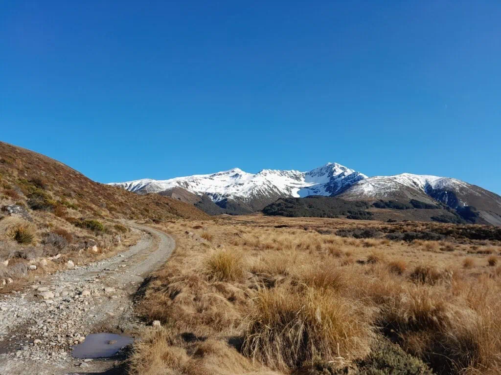 Maling Pass Road with a snowy Mt Princess on the Skyline in St James Conservation Area