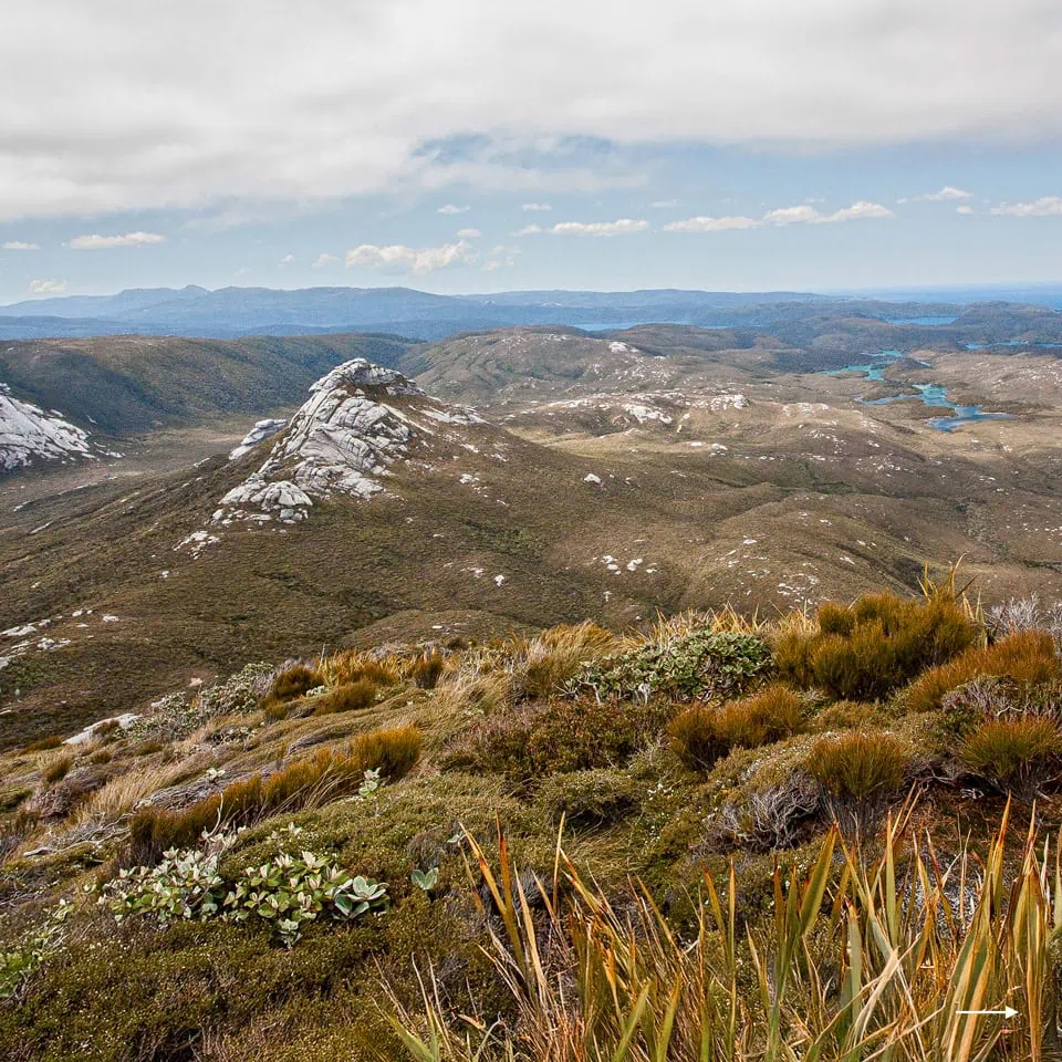 View north from the summit of Gog, Rakiura National Park, NZ on a rare fine and calm day