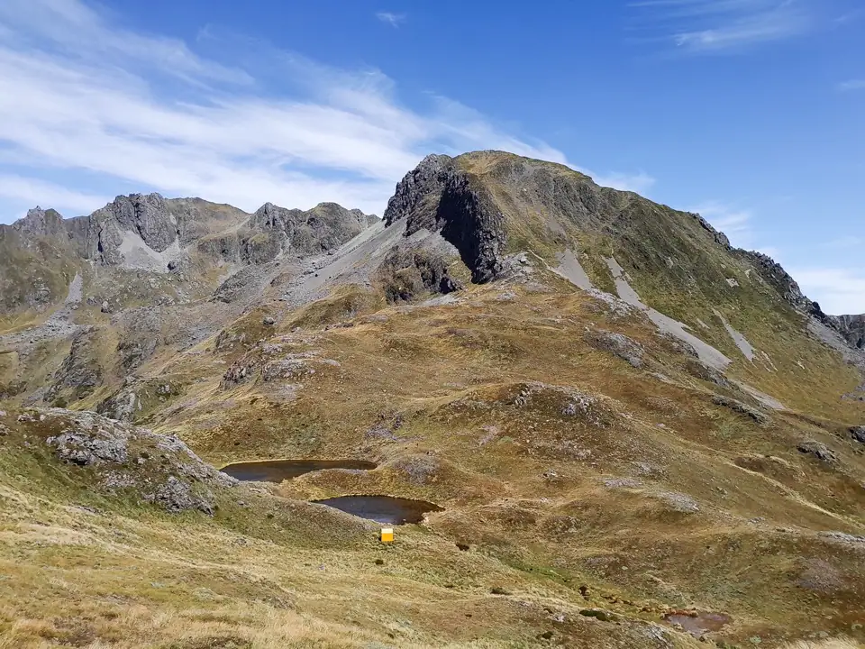 Descending down to the former Brass Monkey Biv (now demolished) and replaced with a new Brass Monkey Hut, Lewis Pass, Canterbury