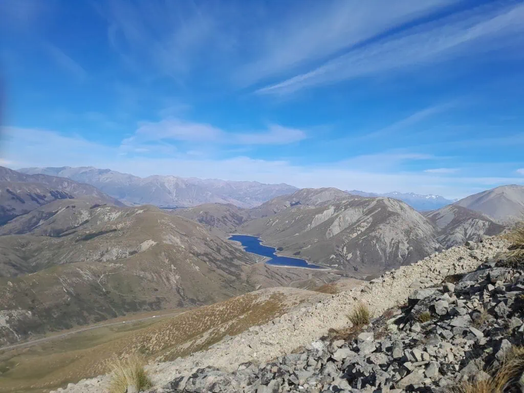 View from Foggy Peak on the Torlesse Range looking across to Lake Lyndon, Canterbury