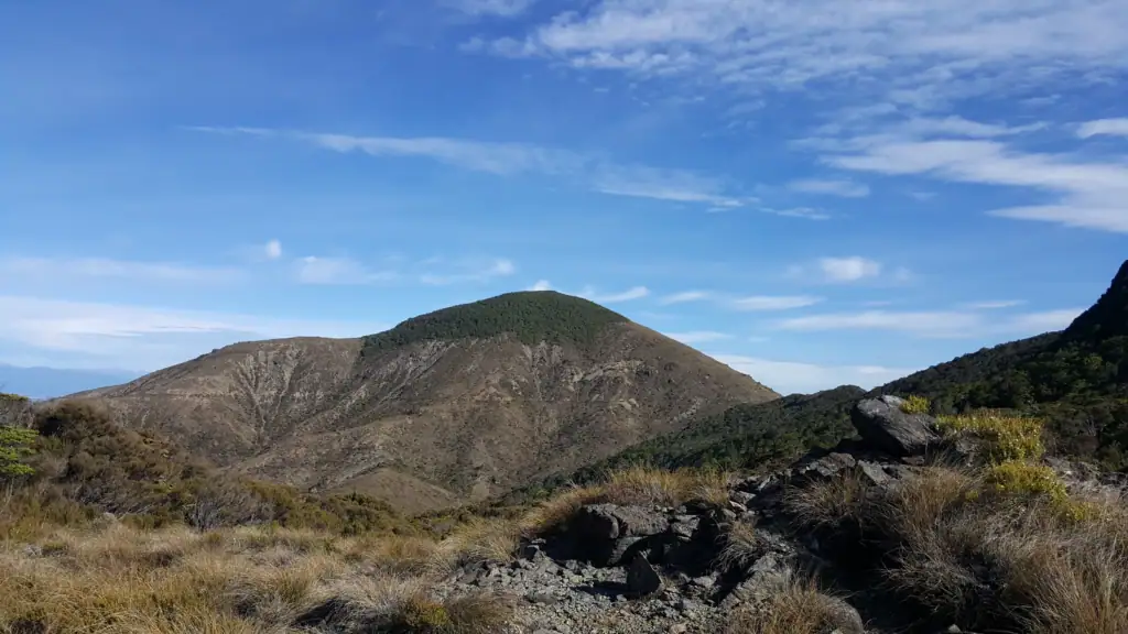 The view across to the Dun Mountain Trail from the climb to Dun saddle in Mt Richmond Forest Park, Nelson