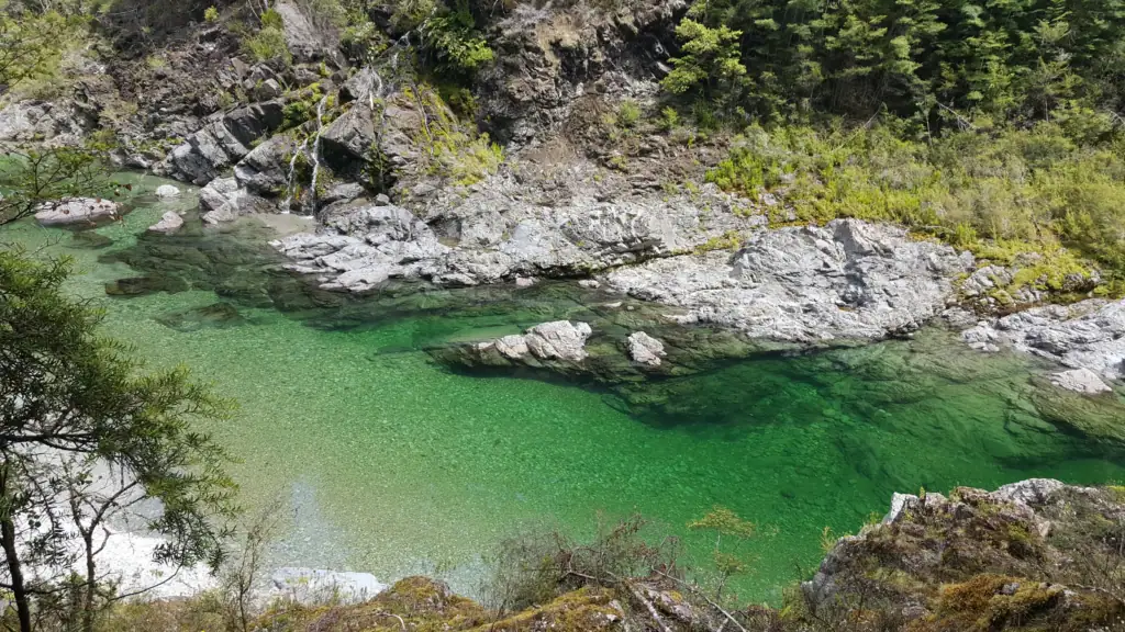 Deep Emerald Pool in the Pelorus River / Te Hoiere perfect for swimming along the Pelorus Track in Richmond Forest Park, Marlborough. 